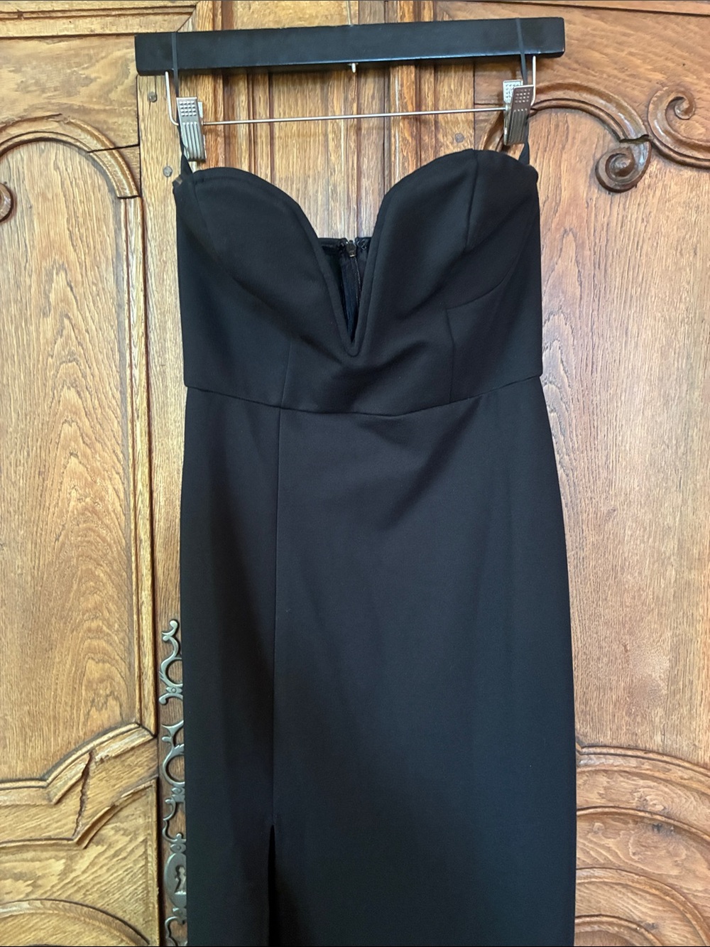 Superdown Revolve Strapless Black Maxi Dress with Front Slit - Picture 6 of 11